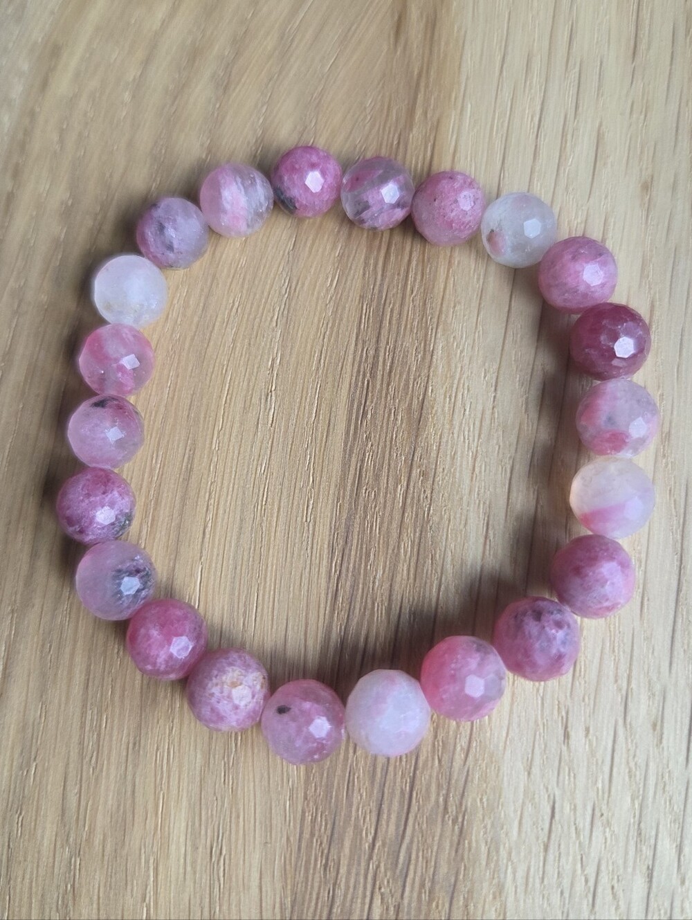 Rhodonite Beaded Stretch Bracelet | Handmade